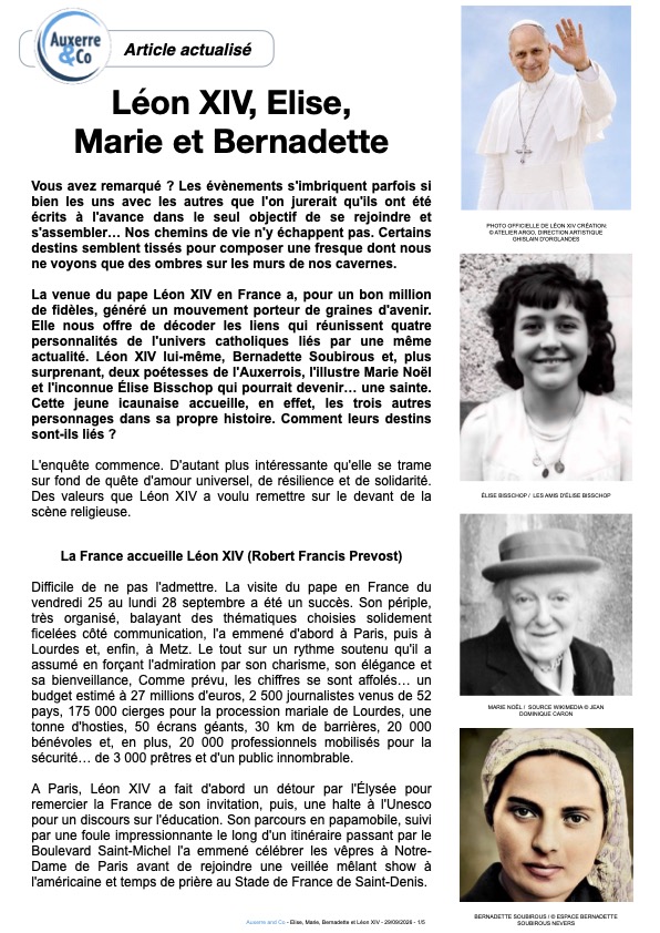 Lire l'article Élise, Marie, Bernadette et Léon XIV